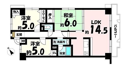 ダイアパレス東加古川　３階 3LDKです。