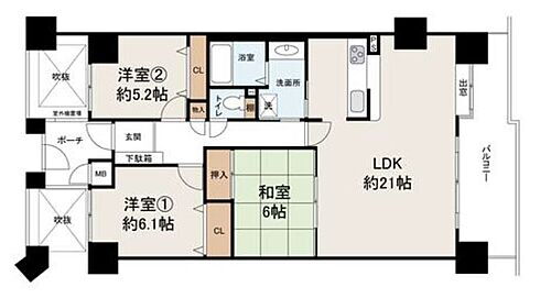 ライオンズマンション金剛 リフォーム済の3LDK。全居室収納です。