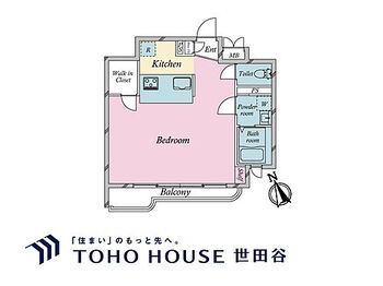 ジェイパーク青葉台アパートメント ワンルーム、専有面積34.81m2、バルコニー面積3.36m2 ◆1R＋WIC