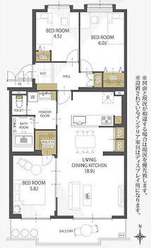 つつじ野団地４－１７号棟 専有面積80.89平米、バルコニー面積9.37平米~収納豊富な3LDK＋WIC