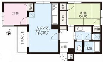 ライオンズマンション大宮大和田 専有面積50.27平米、バルコニー面積3.78平米〜三方向角部屋の2LDK