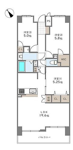 オークヒルズ香里弐番館 6階 3LDK 物件詳細