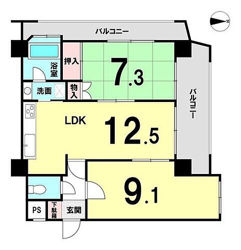 ル・シャトー真砂　４階　２ＬＤＫ 4階 2LDK 物件詳細