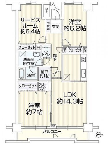 パシフィック花ノ宮　３０３　３階　２ＳＬＤＫ 3階 2SLDK 物件詳細