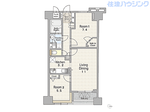 東新宿レジデンシャルタワー 2階 2LDK 物件詳細