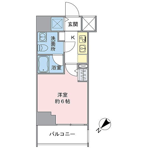 Ｌｅ‘ａ横濱大通り公園弐番館 バス・トイレが独立した使いやすい1Kの間取り設計。専有面積20.15m2になります。