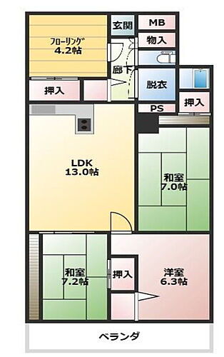 シャトー明石 2階 4LDK 物件詳細