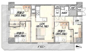 久宝寺グリーンマンション 東南角住戸！【3LDK＋2面バルコニー☆】水廻り設備一新！建具新調のフルリノベーション済み物件☆浄水器・バス追炊機能・浴室乾燥機完備☆リビング・全居室に窓＆採光あります☆