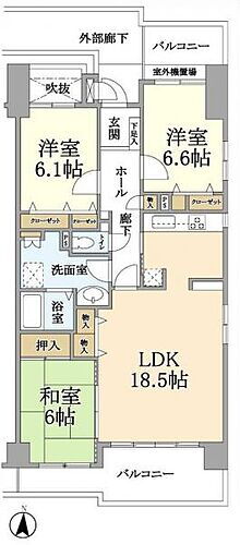 コスモ習志野コアシティ　セカンドコア キッチンから直接廊下に出られる動線確保の間取りです