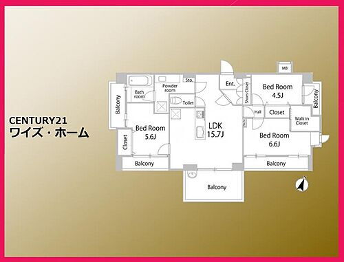 【間取り図】　3LDK
