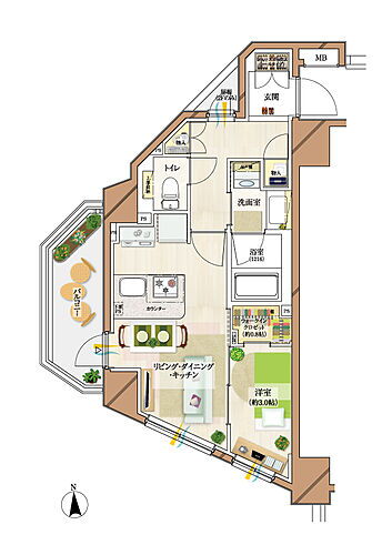 シティインデックス藤沢 1LDK+WCI（35.58平米）、11階、3方向角のお部屋です。