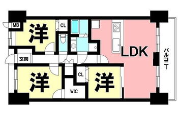 サーパスシティ西鹿児島 3LDK、リフォーム済み、南向きバルコニー【専有面積75.82m2】