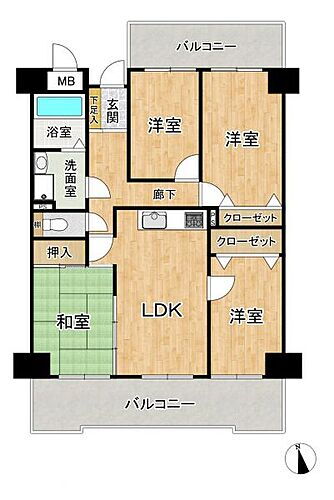 ライオンズマンションニューシティ蟹江二番館 最上階のお部屋で二面バルコニーのため、日当たり風通し良好♪