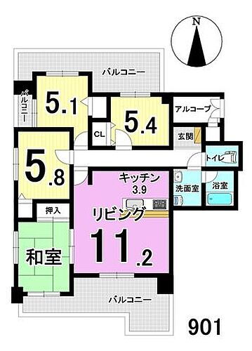 テラスノバ穂積只越　９０１号室 9階 4LDK 物件詳細