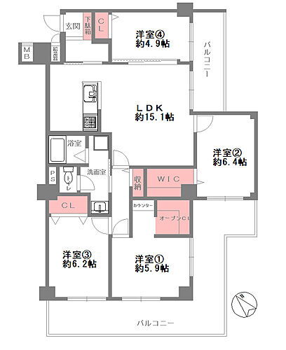 インペリアル千里山田 8階 4LDK 物件詳細