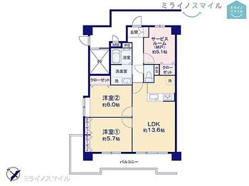 三河安城小学校ソアラ三河安城 2SLDKで2面採光のお部屋です！！納戸付きで収納にも困らない物件です♪