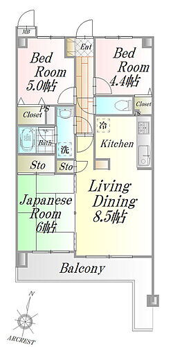 シャルマンコーポ東所沢 〜House Layout〜リビングに続く和室を開けますと広々〜お子様のお昼寝や遊び場にも重宝します
