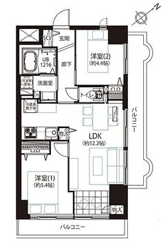 鶴見ダイカンプラザ 【間取り】・51.30平米2LDK