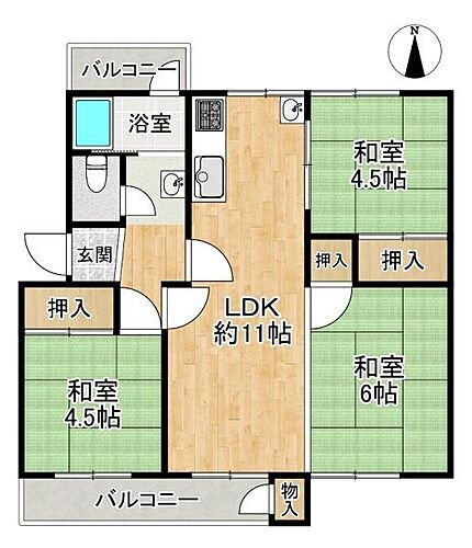 狩口台住宅４０号棟 5階 3LDK 物件詳細