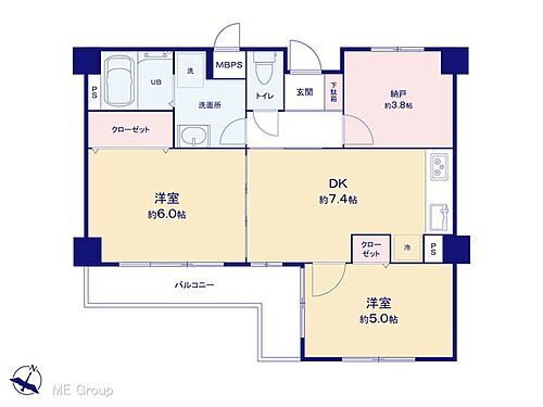 グラン・ドムール北越谷 3階 2DK 物件詳細