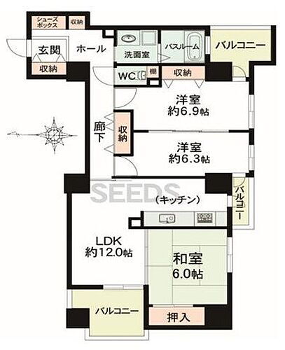 フレール新開地６丁目 3階 3LDK 物件詳細