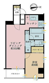 ビックハート浅草 1ＬＤＫ、専有面積49．62平米、バルコニー面積3．74平米