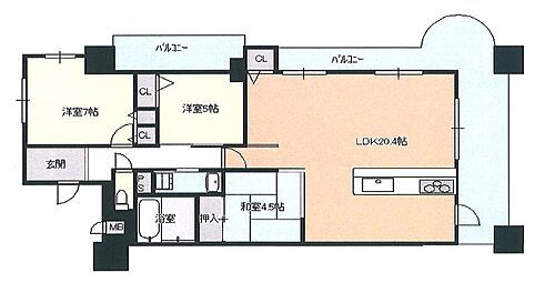 ブランビュー加古川本町　５階 3LDKです。