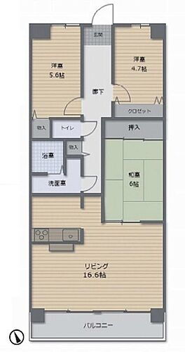 東加古川ハイタウンＢ棟　６階 3DKです。