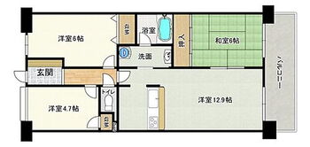 サンロイヤルリバージュ加古川ＩＩＩ番館 3LDKの間取りです