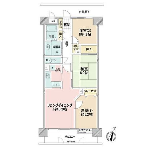 コスモ大宮 リビングと3つの個室。プライベートな空間と家族団らんの空間をセパレート。集中もリラックスもできる住空間で充実した暮らしをお届けします。
