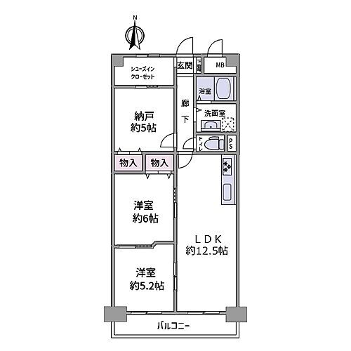 コープ野村梅田Ａ棟 2SLDKできちんと一つ一つスペースのある洋室があり、シューズインクロークも新たに増設