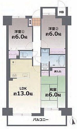 ロワールマンション健軍 6階 3LDK 物件詳細