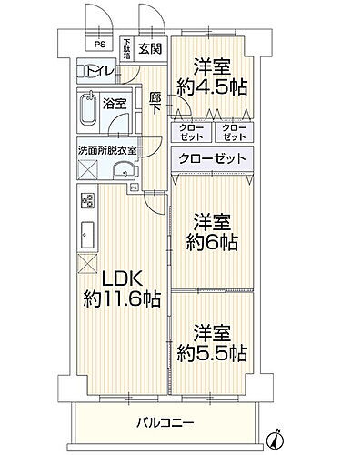ライオンズマンシヨン船橋飯山満台一番館　６０２ 6階 3LDK 物件詳細