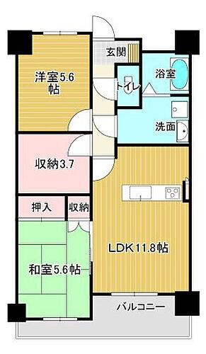 ダイアパレス高知ヌーベルヴュー 5階 2SLDK 物件詳細