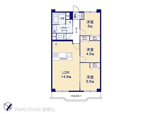 根岸ハイツ２号棟 3階 3LDK 物件詳細