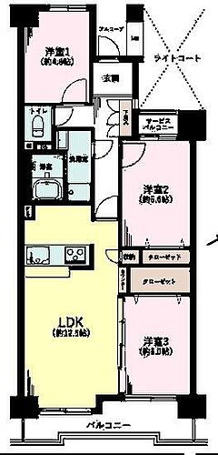コープ野村松戸 3LDKの魅力的な間取り！LDKはゆったりとした空間で、ご家族との団らん時間が、より一層充実したものになりますね！家族との仲が深まり、自然と笑顔が増えそうです！