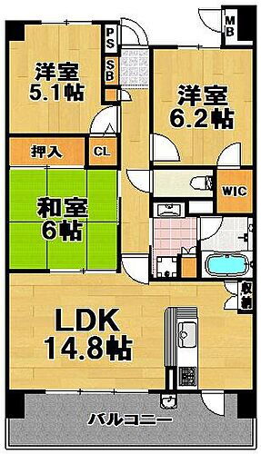 リバーガーデン福島ノースウイング 13階 3LDK 物件詳細