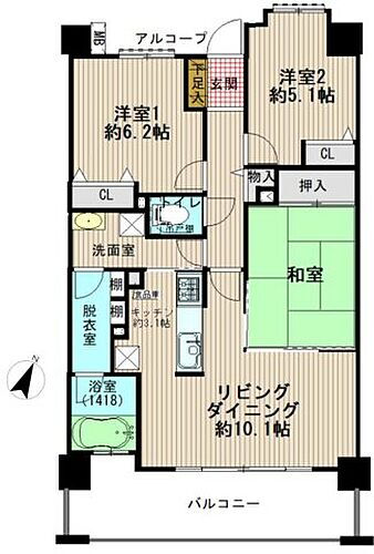 ライオンズグローベルめじろ 4階 3LDK 物件詳細