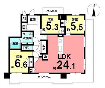 リバブル北野 3LDK！リビング広々としています♪カウンターキッチンでリビングが見渡せます！南向きバルコニーで日当たり良好！