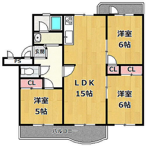 名谷１３団地　５２号棟 5階 3LDK 物件詳細