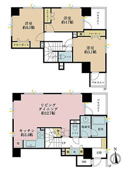 プレジャーガーデン木場弐番館 3ＬＤＫ、専有面積81．25平米、バルコニー面積10．18平米