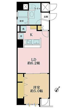 カーサ蔵前 1LDK、専有面積41.55m2、バルコニー面積1.05m2