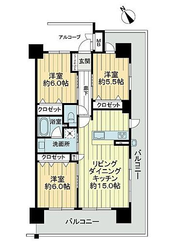 アルファステイツ中前川町ＩＩ 3階 3LDK 物件詳細