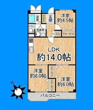 フローラ堺 南向きのお部屋で明るいです！LDKから2つの洋室に出入りでき、お部屋を繋げて使用できる間取です！