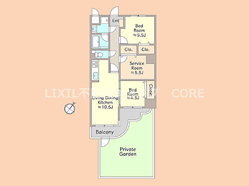 ライオンズマンション淵野辺本町 広々30.19平米の専用庭付きのお部屋！リノベーションで室内大変綺麗な2SLDKの間取りです。