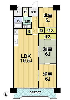 プライムハイツ新大阪 LDK約19．5帖と大変広いです。対面キッチンへの変更も可能です。
