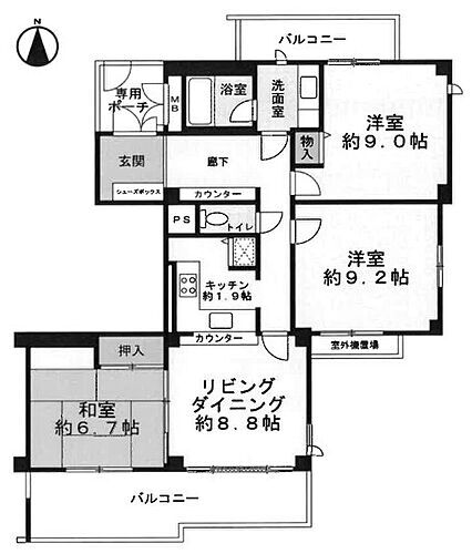 白鷹甲子園マンション 5階 3LDK 物件詳細